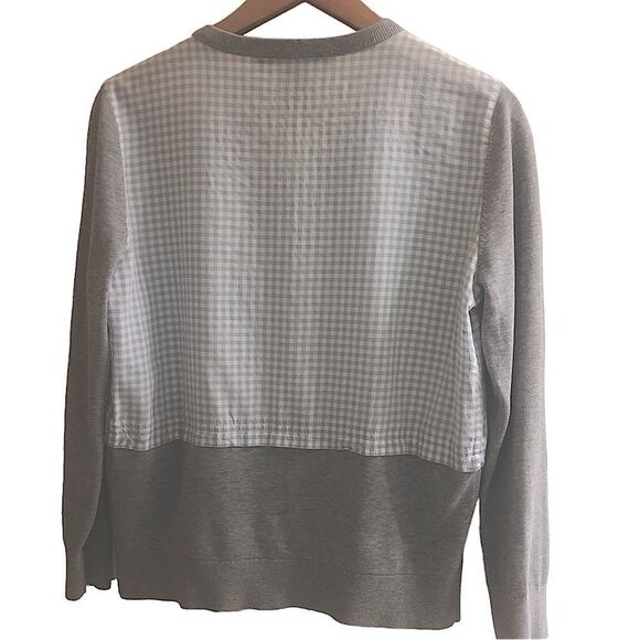 Marc by Marc Jacobs Blue White Gingham & Grey Mix Media Cardigan Size Medium - Picture 2 of 4